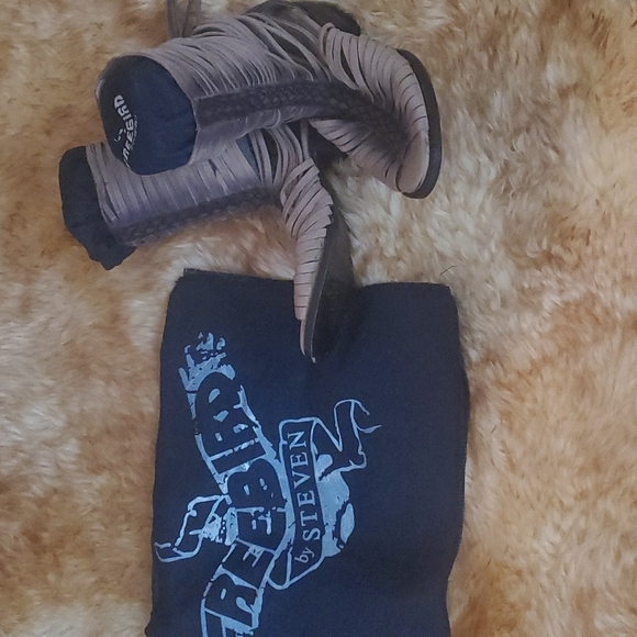 Freebird Steven by "India" Fringe Peeptoe Boots - Picture 1 of 12